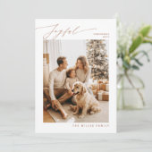 喜びの家族クリスマスフォトペットドッグホリデーカード 招待状 (スタンド正面)