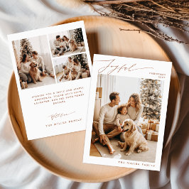 喜びの家族クリスマスフォトペットドッグホリデーカード 招待状