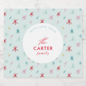 喜びの家族モダン描フェスティバルスターカラフル スパークリングワインラベル (シングルラベル)