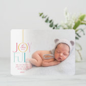 喜びの家族写真カラフルタイポグラフィ モダン シーズンカード (スタンド正面)