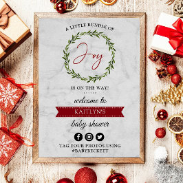 喜びの小さなバンドルのクリスマスベビーシャワーへようこそ ポスター