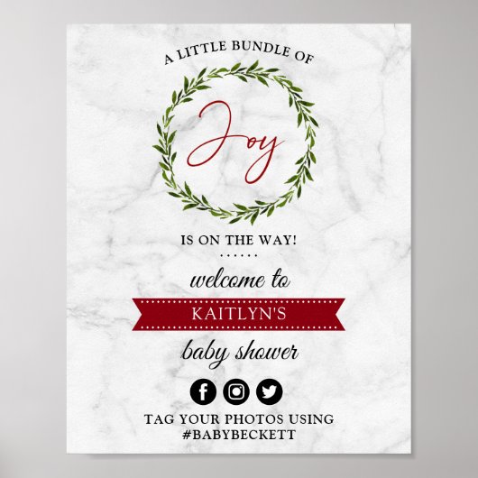 喜びの小さなバンドルのクリスマスベビーシャワーへようこそ ポスター (正面)