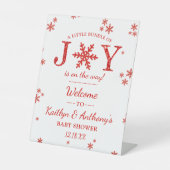喜びの小さなバンドルのクリスマスベビーシャワーへようこそ 台座サイン (正面)
