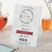 喜びの小さなバンドルのクリスマスベビーシャワーへようこそ 台座サイン (インサイチュ)