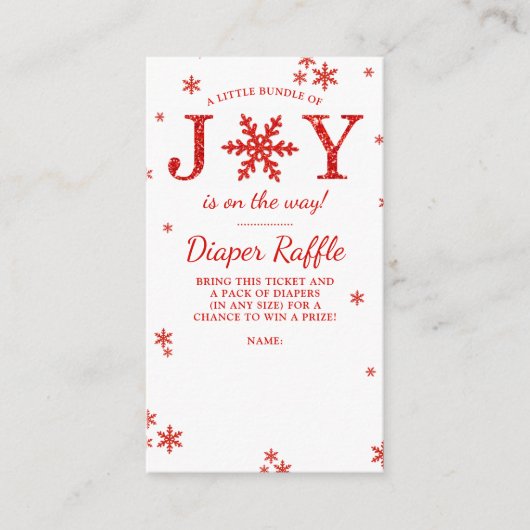 喜びの小さなバンドルのクリスマスベビーシャワーオムツ エンクロージャーカード (正面)