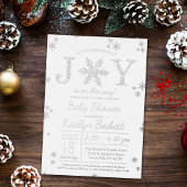 喜びの小さなバンドルのクリスマスベビーシャワー実在 箔招待状