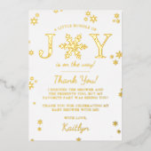 喜びの小さなバンドルのクリスマスベビーシャワー実在 箔招待状 (正面)