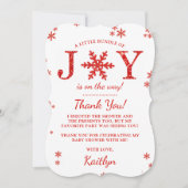 喜びの小さなバンドルのクリスマスベビーシャワー サンキューカード (正面)