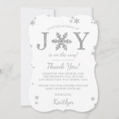 喜びの小さなバンドルのクリスマスベビーシャワー サンキューカード (正面)