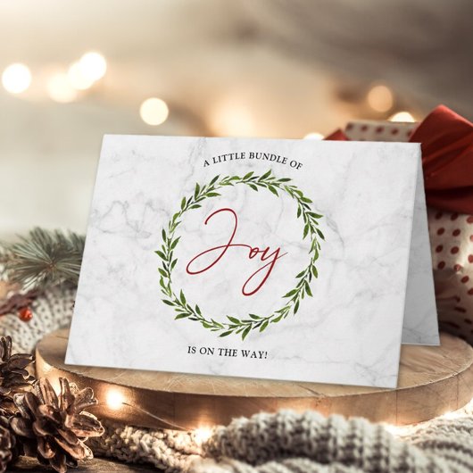 喜びの小さなバンドルのクリスマスベビーシャワー サンキューカード