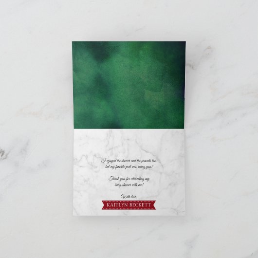 喜びの小さなバンドルのクリスマスベビーシャワー サンキューカード (内部)