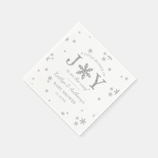 喜びの小さなバンドルのクリスマスベビーシャワー スタンダードカクテルナプキン (角)