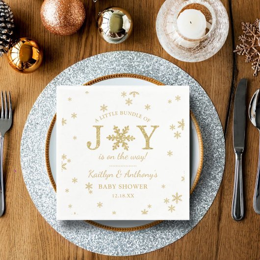 喜びの小さなバンドルのクリスマスベビーシャワー スタンダードカクテルナプキン