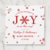 喜びの小さなバンドルのクリスマスベビーシャワー フェイバータグ (正面)