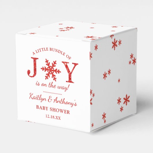 喜びの小さなバンドルのクリスマスベビーシャワー フェイバーボックス (正面サイド)