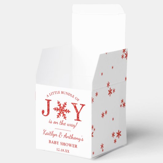 喜びの小さなバンドルのクリスマスベビーシャワー フェイバーボックス (オープン)