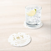 喜びの小さなバンドルのクリスマスベビーシャワー ラウンドペーパーコースター (インサイチュ)