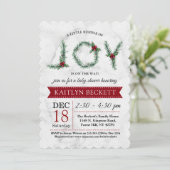 喜びの小さなバンドルのクリスマスベビーシャワー 招待状 (スタンド正面)