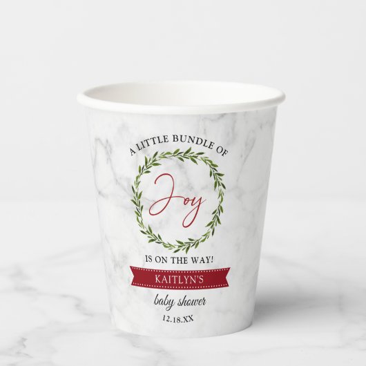 喜びの小さなバンドルのクリスマスベビーシャワー 紙コップ (正面)