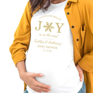 喜びの小さなバンドルのクリスマスベビーシャワー Tシャツ
