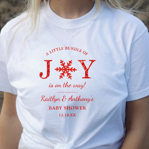 喜びの小さなバンドルのクリスマスベビーシャワー Tシャツ
