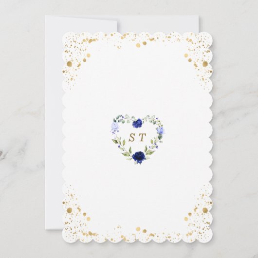 喜びの小さなバンドルの青いフローラ男の子の赤ちゃんシャワー 招待状 (裏面)