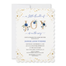 喜びの小さなバンドルの青いフローラ男の子の赤ちゃんシャワー