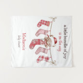 喜びの小さなバンドル冬のテディベア タペストリー (正面(横))