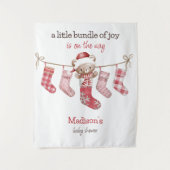 喜びの小さなバンドル冬のテディベア タペストリー (正面)