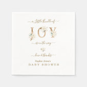 喜びの小さなバンドル白い金ゴールドフローラ赤ちゃんシャワー スタンダードカクテルナプキン (正面)