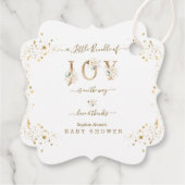 喜びの小さなバンドル白い金ゴールドフローラ赤ちゃんシャワー フェイバータグ (裏面)