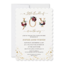 喜びの小さなバンドルBurgundyフローラ赤ちゃんシャワー