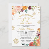 喜びの小さなバンドルBurgundyフローラ赤ちゃんシャワー 招待状 (正面)