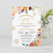 喜びの小さなバンドルBurgundyフローラ赤ちゃんシャワー 招待状 (スタンド正面)