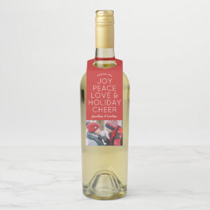 喜びの平和愛休日の応援のクリスマスの写真 ボトルネックタグ