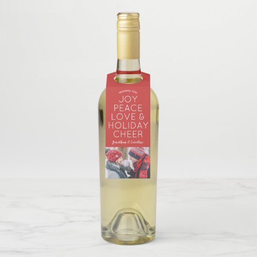 喜びの平和愛休日の応援のクリスマスの写真 ボトルネックタグ (ボトル)