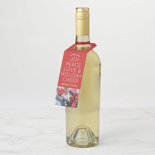 喜びの平和愛休日の応援のクリスマスの写真 ボトルネックタグ (アングル)