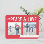 喜びの平和愛旗の2写真の休日 シーズンカード (スタンド正面)