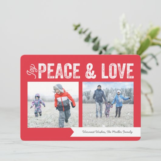 喜びの平和愛旗の2写真の休日 シーズンカード (スタンド正面)