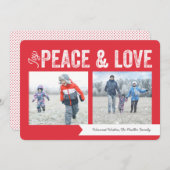 喜びの平和愛旗の2写真の休日 シーズンカード (正面/裏面)