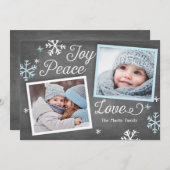 喜びの平和愛黒板の2写真の休日カード シーズンカード (正面/裏面)