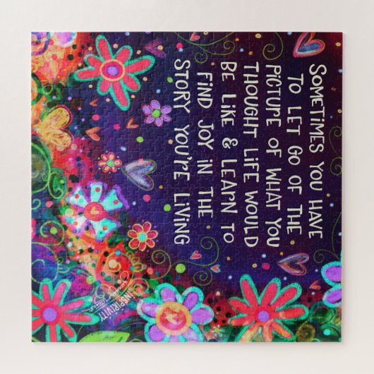 喜びの引用文のフローラモダンインスピレーションのおもしろいを見つける ジグソーパズル (横)