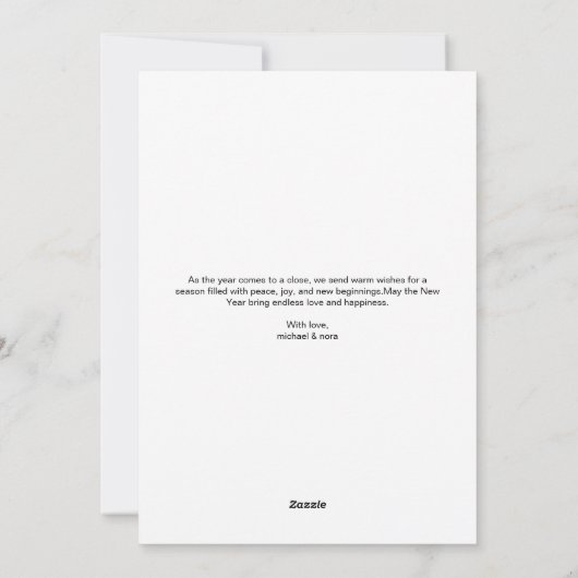 喜びの愛と輝きのカップル ホリデーシーズンカード シーズンカード (裏面)