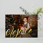 喜びの手書きスクリプト宗教的クリスマス 箔シーズンカード (立ち正面)