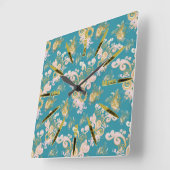 喜びの抽象芸術花弁デザイン スクエア壁時計 (傾斜)