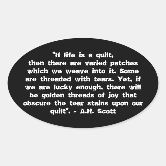 喜びの掛け布団 楕円形シール (正面)