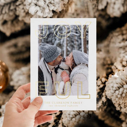 喜びの文字フォイルホリデーカード 箔シーズンカード