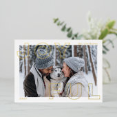 喜びの文字フォイルホリデーカード 箔招待状 (立ち正面)