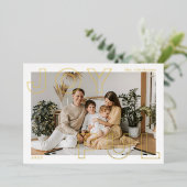 喜びの文字フォイルホリデーカード 箔招待状 (立ち正面)