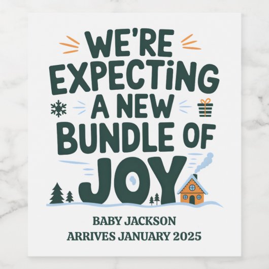 喜びの新しいバンドルの妊娠の発表を期待する ワインラベル (シングルラベル)